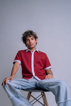 Short Sleeved Shirt with a Strip